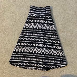 Black & White Aztec Print Skater Skirt